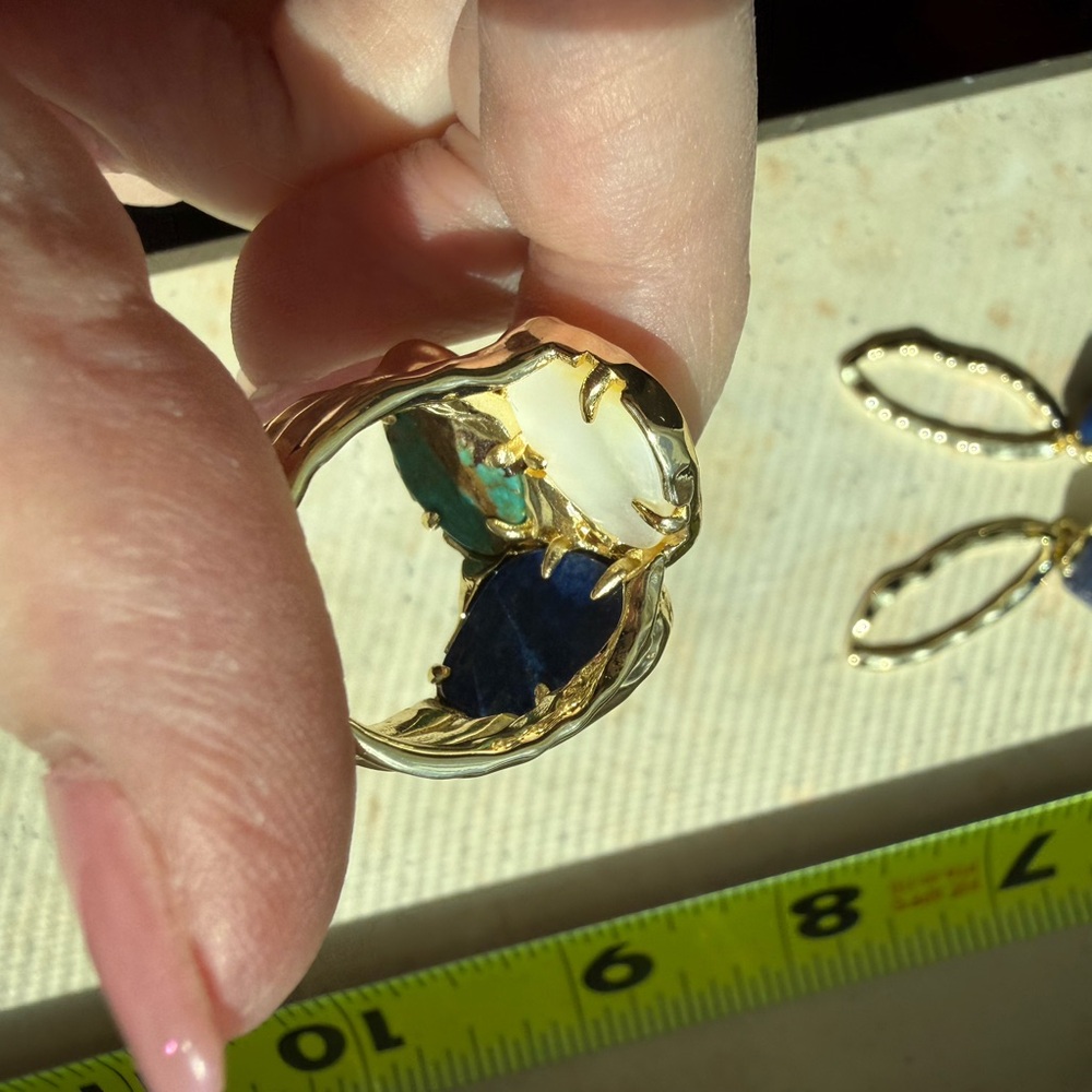 Gold Genuine Multi-Stone Statement Ring With Pear… - image 4